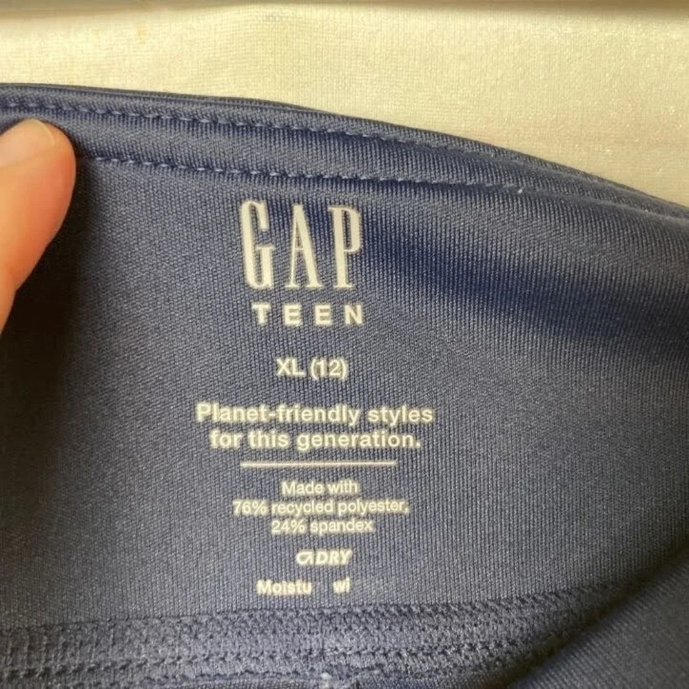 Gap Dry Shorts Teen Girls XL 12‎ Blue Biker Stretch Mid Rise Pull On Solid